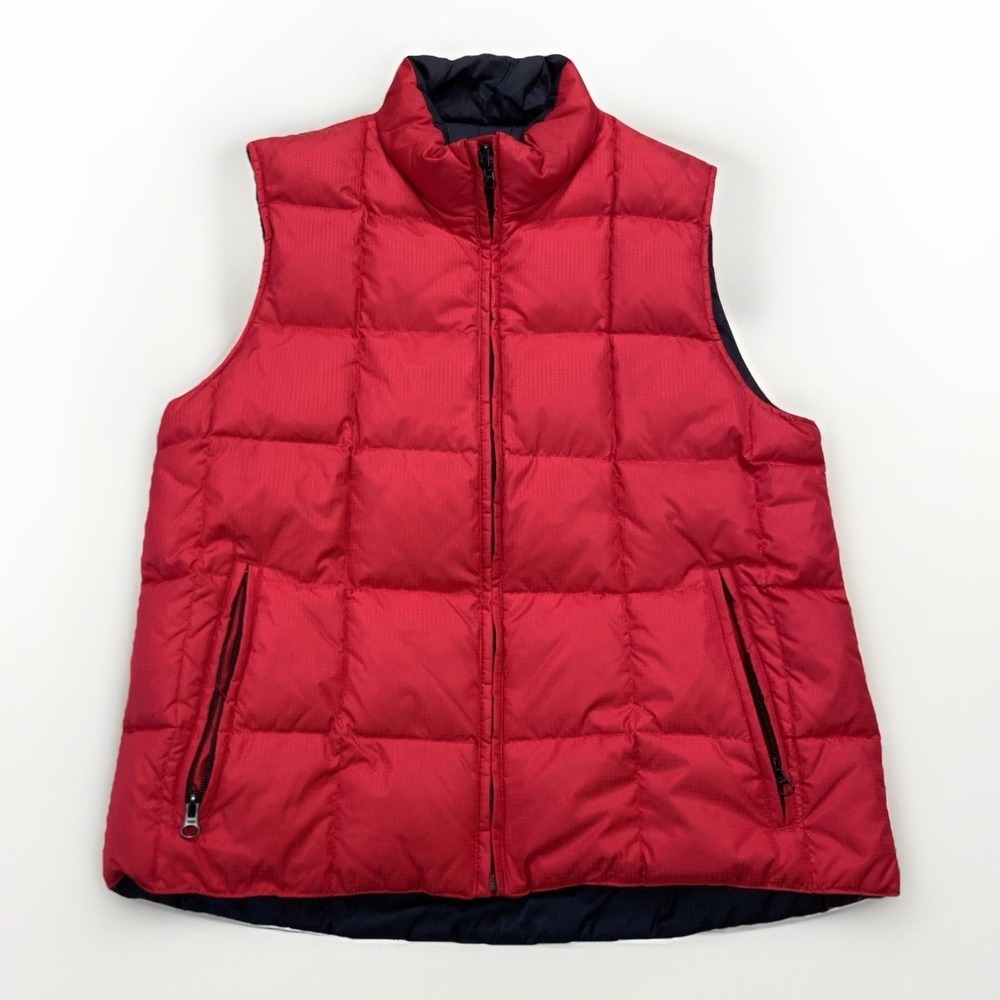 Vintage Land's End Vest Women's M Reversible Goose Down Red Blue Gorpcore